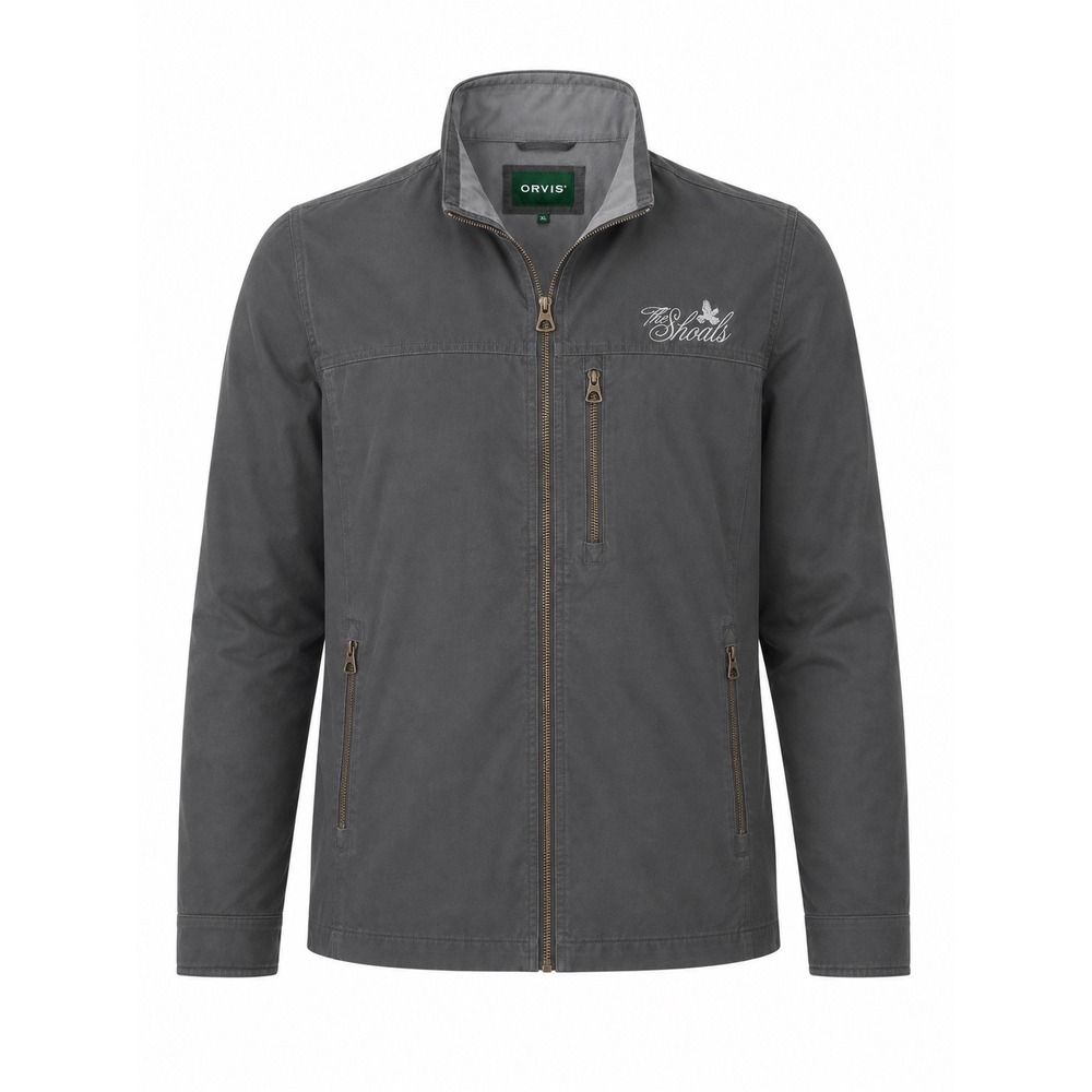 Orvis Mens XL The Shoals Embroidered Full Zip Briar Jacket Charcoal Gray